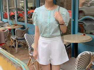 Lovely short-sleeved puff blouse (3c)