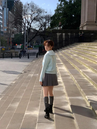 Sailor Wool Sailor Collar Half-Zip Knit