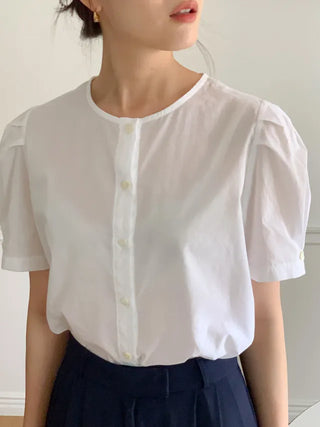 Lovely short-sleeved puff blouse (3c)