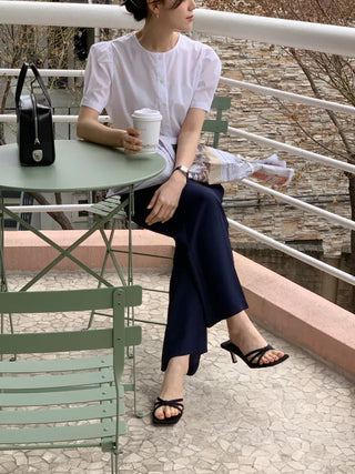 Lovely short-sleeved puff blouse (3c)