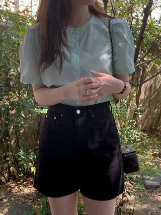 Lovely short-sleeved puff blouse (3c)