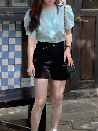 Lovely short-sleeved puff blouse (3c)