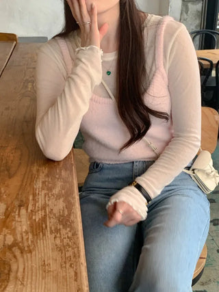 Bouclé knit bustier vest (4c)