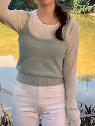 Bouclé knit bustier vest (4c)