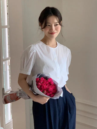 Lovely short-sleeved puff blouse (3c)