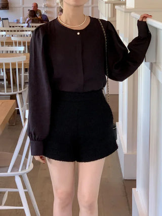 Mare Oversized Pintuck Shirring Puff Blouse