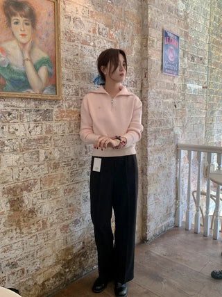 Sailor Wool Sailor Collar Half-Zip Knit