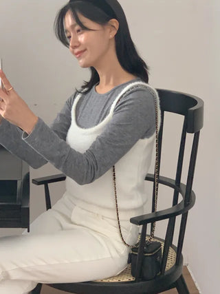 Bouclé knit bustier vest (4c)