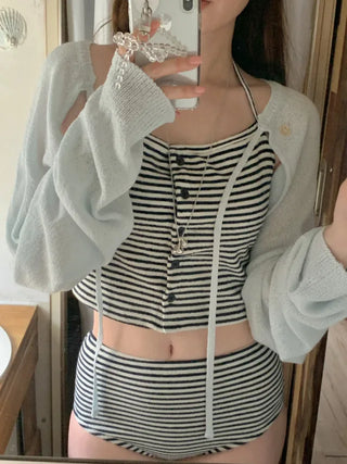 Bolero cropped ribbon cardigan (4c)
