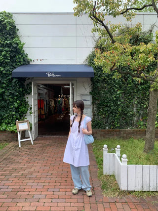 Light denim straight wide pants