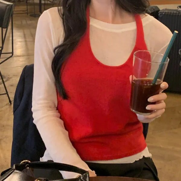 Halter neck bustier knit