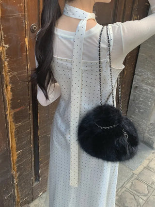 [TieSET] Dot Layered Long Camisole Dress
