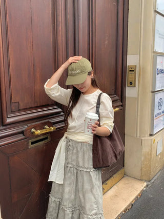 Ribbon long-sleeved blouse