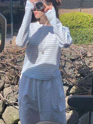 Striped long-sleeved T-shirt (3c)