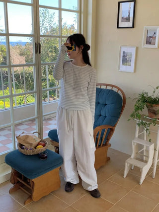 Striped long-sleeved T-shirt (3c)