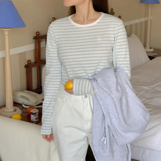 Striped long-sleeved T-shirt (3c)