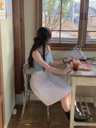 Waffle stripe sleeveless top (3c)