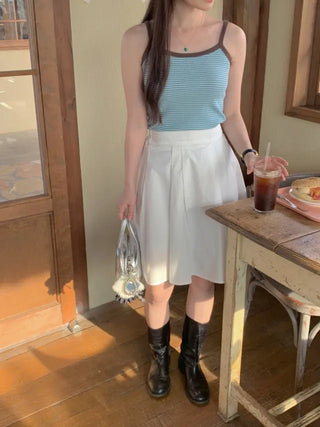Waffle stripe sleeveless top (3c)