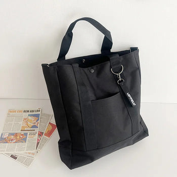 Canvas fabric pocket large cross eco bag