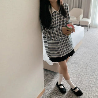 Striped Border Loose Fit Polo Shirt