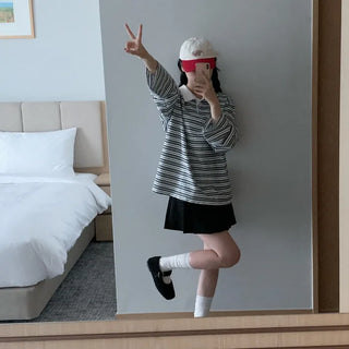 Striped Border Loose Fit Polo Shirt