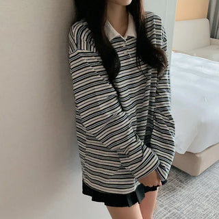 Striped Border Loose Fit Polo Shirt
