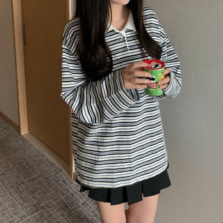 Striped Border Loose Fit Polo Shirt