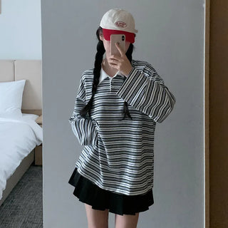 Striped Border Loose Fit Polo Shirt