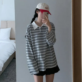 Striped Border Loose Fit Polo Shirt