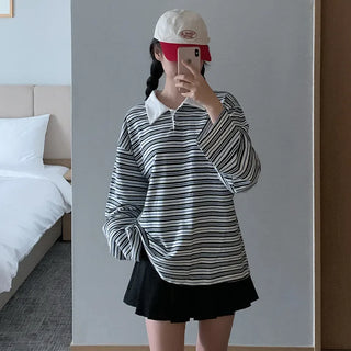 Striped Border Loose Fit Polo Shirt