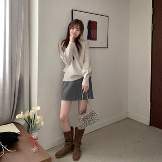 Wool mini skirt