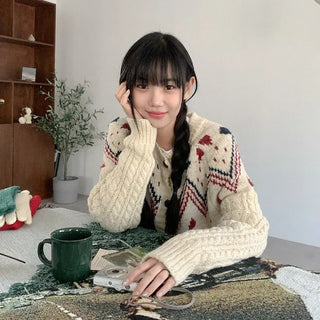 Ethnic knit cardigan