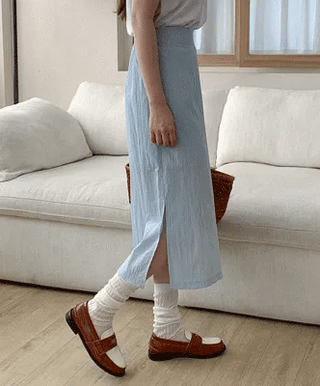 H-line slit midi skirt