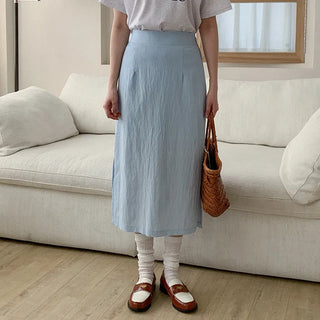 H-line slit midi skirt