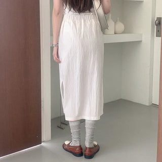 H-line slit midi skirt