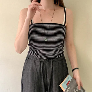 Cotton striped sleeveless top
