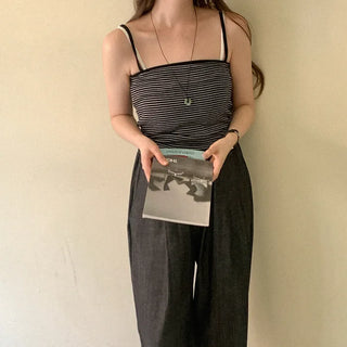 Cotton striped sleeveless top