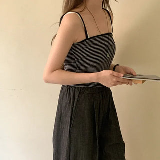 Cotton striped sleeveless top