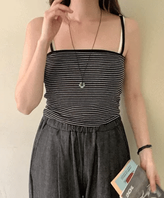 Cotton striped sleeveless top