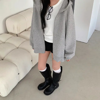 Oversized hooded zip-up hoodie