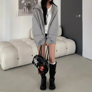 Oversized hooded zip-up hoodie