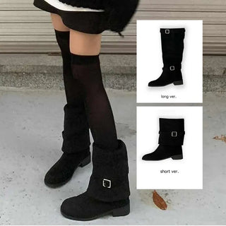 2-Way Suede Buckle Boots