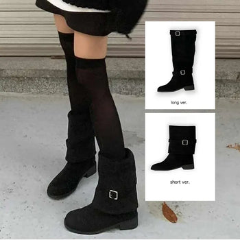 2-Way Suede Buckle Boots