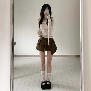 Frilled corset mini skirt