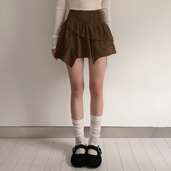 Frilled corset mini skirt
