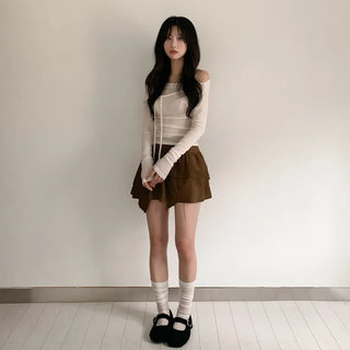 Frilled corset mini skirt