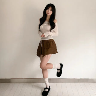 Frilled corset mini skirt