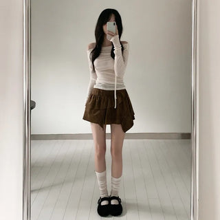 Frilled corset mini skirt