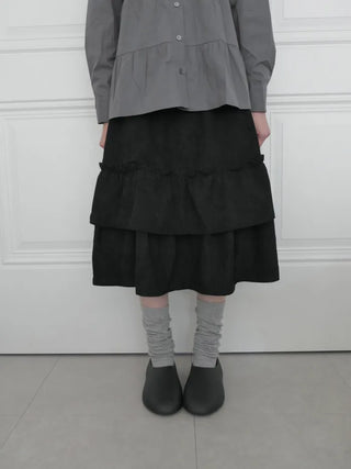 Corduroy frill skirt