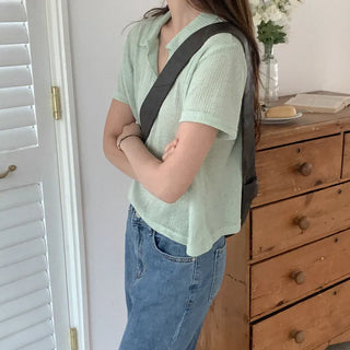 Ribbed polo shirt